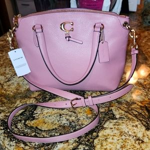 Beautiful Brand New w/tags Mauve Pink Pebble Leather COACH Handbag!!